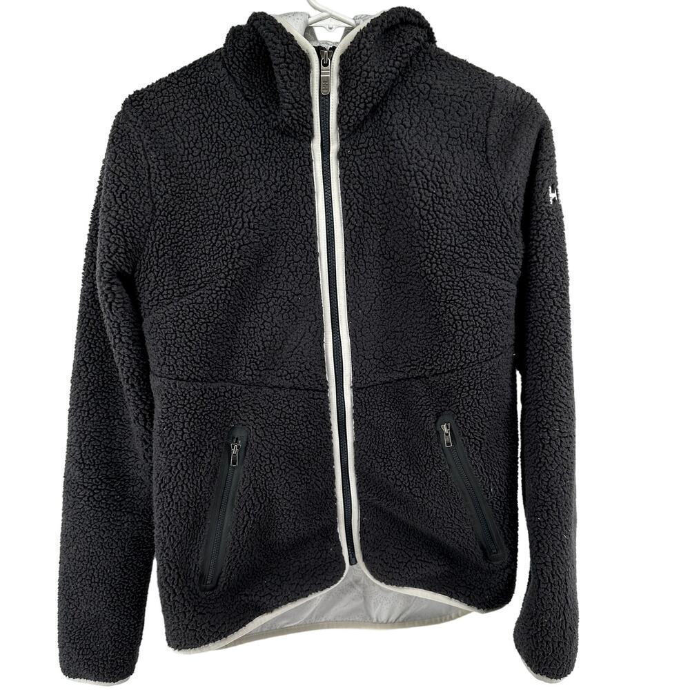 Helly Hansen Sherpa Jacket Full Zip Hoodie Pile Fleece Zip Pockets Gray Medium